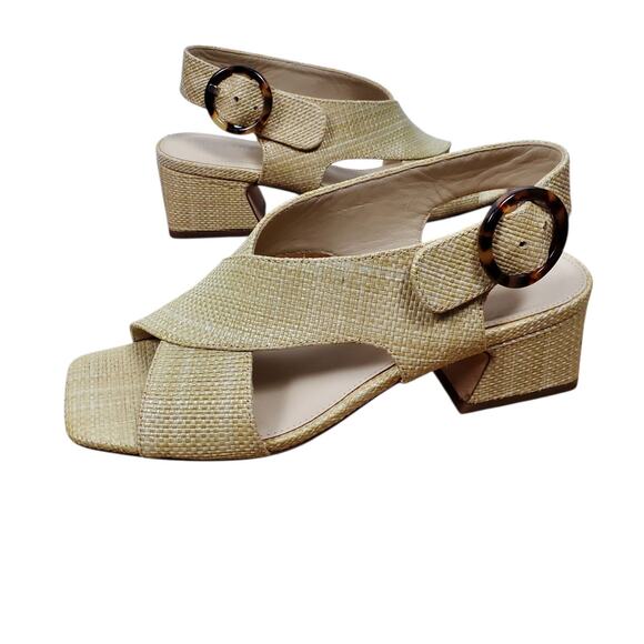 J Mclaughlin Jessamine Sandal Womens US 7 EU 37 Rattan Slingback Beige Heels - Picture 11 of 13